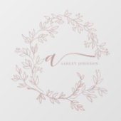 Blush Stof Roze Monogram Naam Bedrijfs- Zakelijk Raamsticker (Vel)