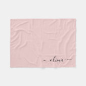 Blush Stof Roze Monogram Naam Modern Fleece Deken (Voorkant (Horizontaal))