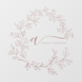 Blush Stof Roze Monogram Naam Zakelijk Bedrijfs- Raamsticker (Vel)