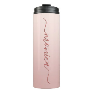Blush Stof Roze Ombre Elegante Handtekening Thermosbeker