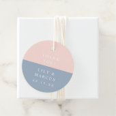 Blush stoffige blauwe elegante minimalistische bru bedankjes labels (In situ)