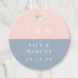 Blush stoffige blauwe elegante minimalistische bru bedankjes labels