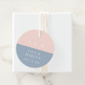 Blush stoffige blauwe elegante minimalistische bru bedankjes labels (In situ)