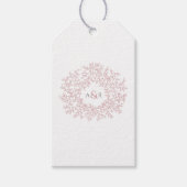 Blush stoffige roze cirkel van bladeren monogram b cadeaulabel (Voorkant)