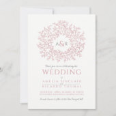 Blush stoffige roze hand getekende cirkel van blad kaart (Voorkant)