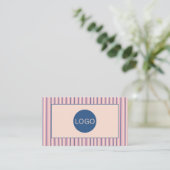 Blush Streep Boutique Monogram Visitekaartje (Staand voorkant)