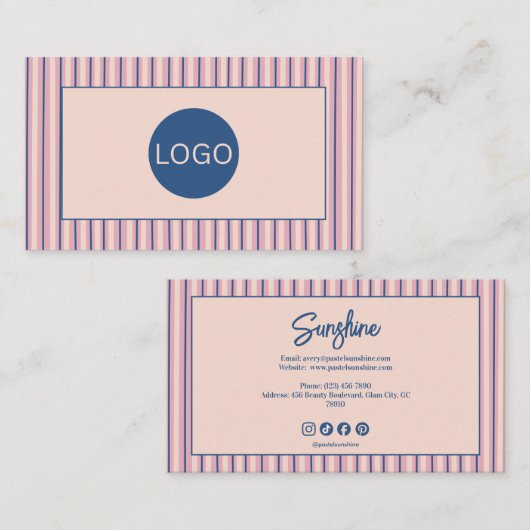 Blush Streep Boutique Monogram Visitekaartje (Voorkant / Achterkant)