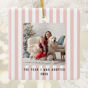 Blush Streep Huisdier Adoptie Foto Aandenken Keramisch Ornament