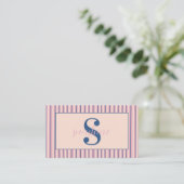 Blush Streep Monogram Boutique Zakelijk Visitekaartje (Staand voorkant)