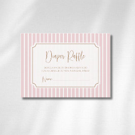Blush Streep Whimsical Gouden Kader Luier Raffle Informatiekaartje