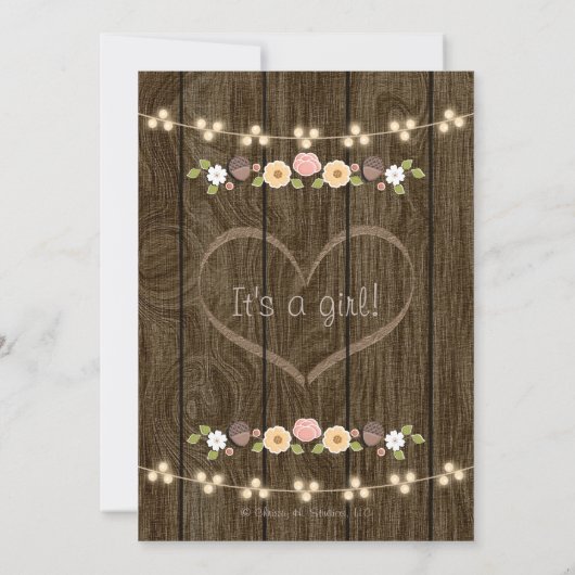 Blush String of Lights Herfst Rustiek Baby shower Kaart (Achterkant)