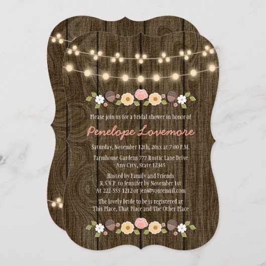 Blush String of Lights Herfst Rustiek Vrijgezellen Kaart (Voorkant / Achterkant)