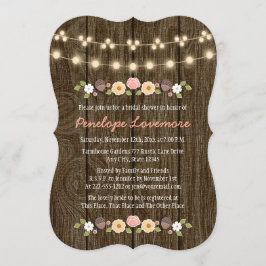 Blush String of Lights Herfst Rustiek Vrijgezellen Kaart