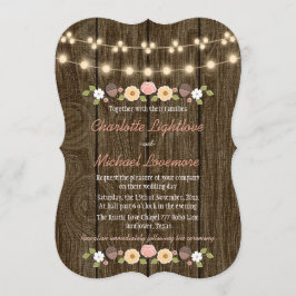 Blush String of Lights Herfst Rustieke Acorn Bruil Kaart