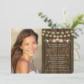 Blush String of Lights Rustic Sweet Sixteen Kaart (Staand voorkant)