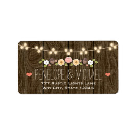 Blush String of Lights Rustieke herfst bruiloft Etiket