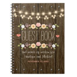 Blush String of Lights Rustieke herfst bruiloft ga Notitieboek