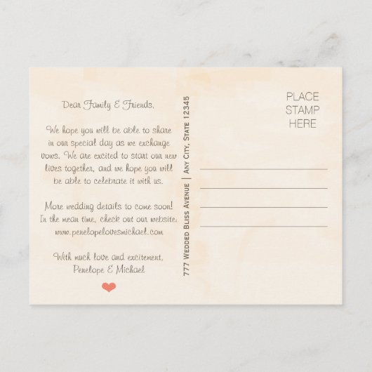 Blush String of Lights Rustieke Herfst Save the Da Aankondigingskaart (Achterkant)