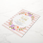 Blush Stripe en Bloom Bridal Brunch en Bubble Folie Uitnodiging (Gedraaid)