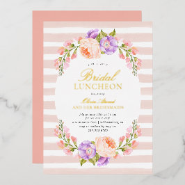 Blush Stripe en Bloom Bridal Luncheon Folie Uitnodiging