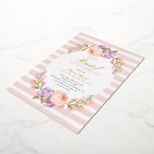 Blush Stripe en Bloom Bridal Luncheon Folie Uitnodiging (Gedraaid)