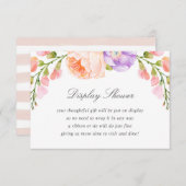 Blush Stripe en Bloom Display Shower No Cadeauverp Informatiekaartje (Voorkant / Achterkant)
