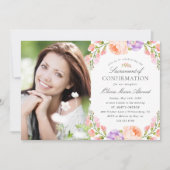 Blush Stripe- en Bloom-fotobevestiging Kaart (Voorkant)