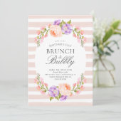 Blush Stripe en Bloom Moederdag Brunch Kaart (Staand voorkant)