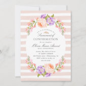 Blush Stripe en Bloom Sacrament van bevestiging Kaart (Voorkant)