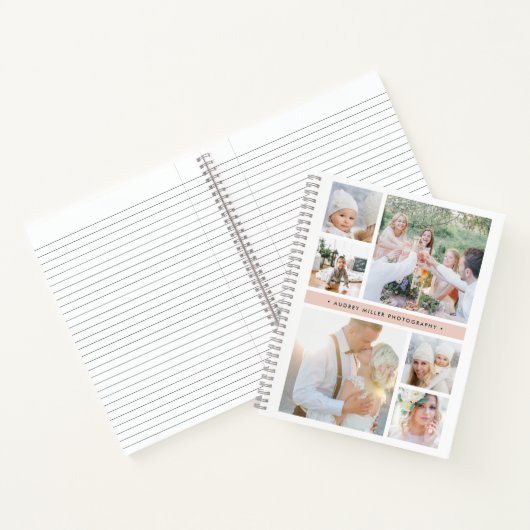 Blush Stripe Gepersonaliseerde Fotocollage Notitieboek (Binnen)