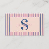 Blush Stripe Monogram Boutique Business Visitekaartje (Voorkant)