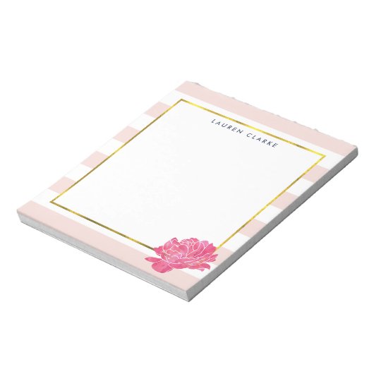 Blush Stripe & Pink Peony Persoonlijk Notitieblok (Linkerzijde)