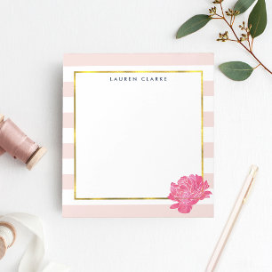 Blush Stripe & Pink Peony Persoonlijk Notitieblok