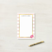 Blush Stripe & Pink Peony persoonlijk Post-it® Notes (Op bureau)