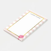 Blush Stripe & Pink Peony persoonlijk Post-it® Notes (Schuin)