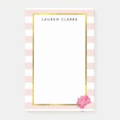 Blush Stripe & Pink Peony persoonlijk Post-it® Notes (Voorkant)