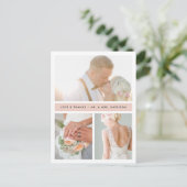 Blush Stripe | Weddenfoto Hartelijk dank Briefkaart (Staand voorkant)