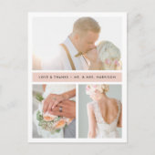 Blush Stripe | Weddenfoto Hartelijk dank Briefkaart (Voorkant)