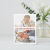 Blush Stripe | Weddenfoto Hartelijk dank Briefkaart (Staand voorkant)