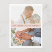 Blush Stripe | Weddenfoto Hartelijk dank Briefkaart (Voorkant)