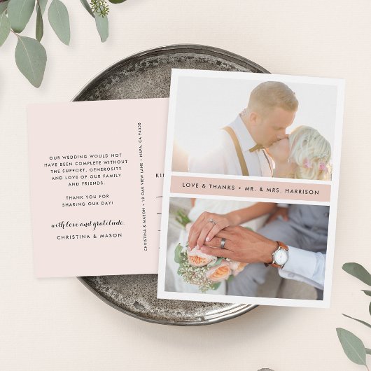 Blush Stripe | Weddenfoto Hartelijk dank Briefkaart