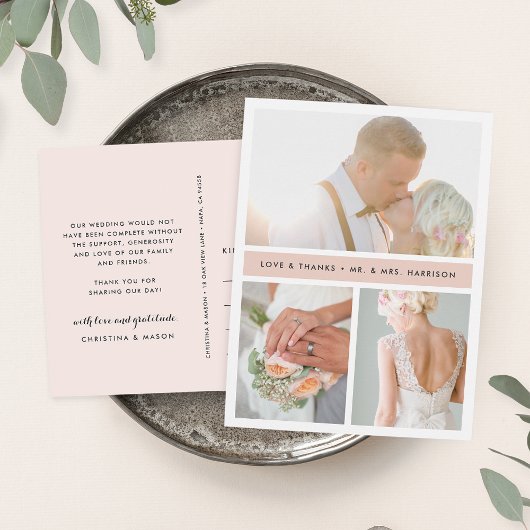 Blush Stripe | Weddenfoto Hartelijk dank Briefkaart