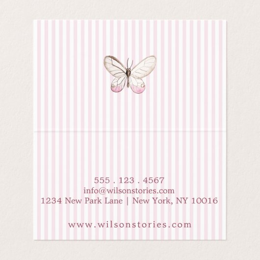 Blush Stripes & Butterfly Folded Visitekaartje (Binnenkant ongevouwen)