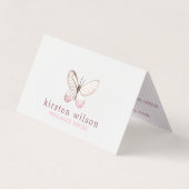 Blush Stripes & Butterfly Folded Visitekaartje (Voorkant)