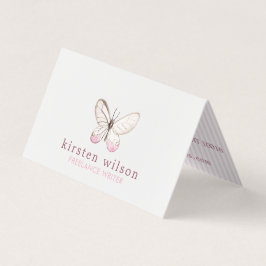 Blush Stripes & Butterfly Folded Visitekaartje