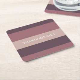 Blush stripes kleurenpalet monogram kartonnen onderzetters
