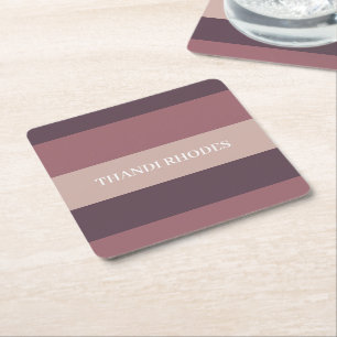 Blush stripes kleurenpalet monogram kartonnen onderzetters