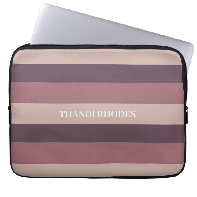 Blush stripes kleurenpalet monogram laptop sleeve (Voorkant)