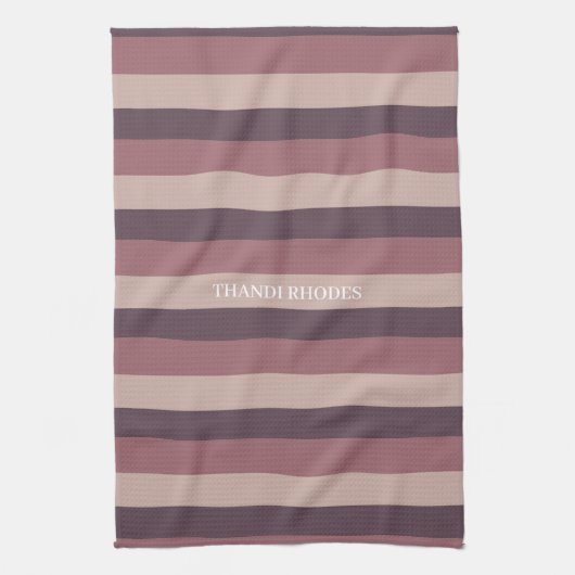 Blush stripes kleurenpalet monogram theedoek (Verticaal)
