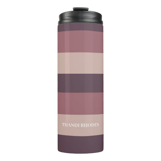 Blush stripes kleurenpalet monogram thermosbeker (Voorkant)